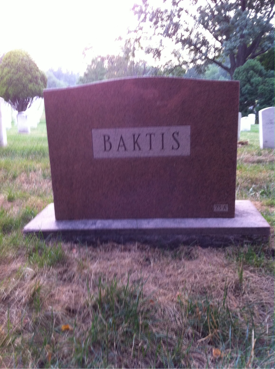 Back of headstone — Peter Baktis