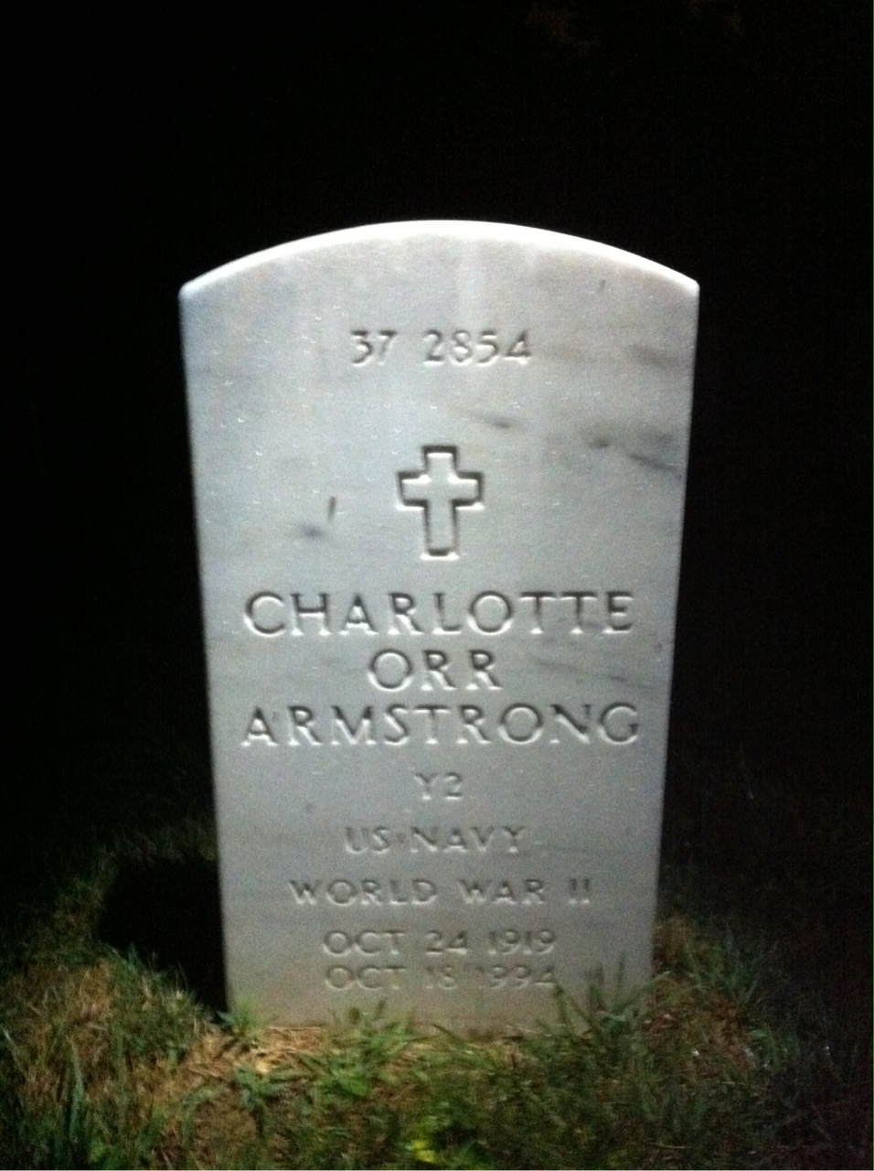 Back of headstone — Helen Armstrong