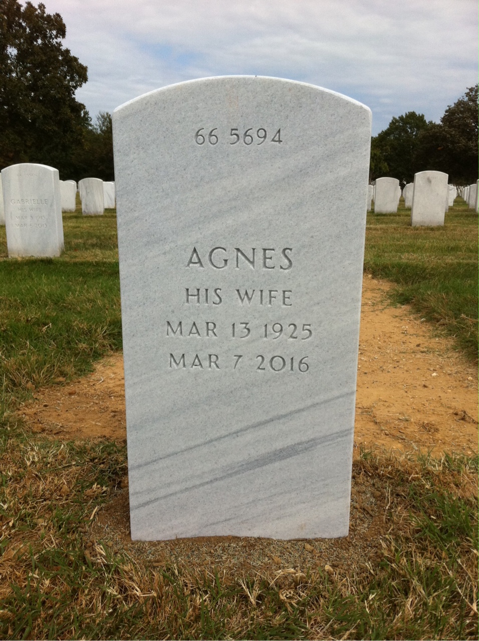 Back of headstone — Agnes Klopfenstein