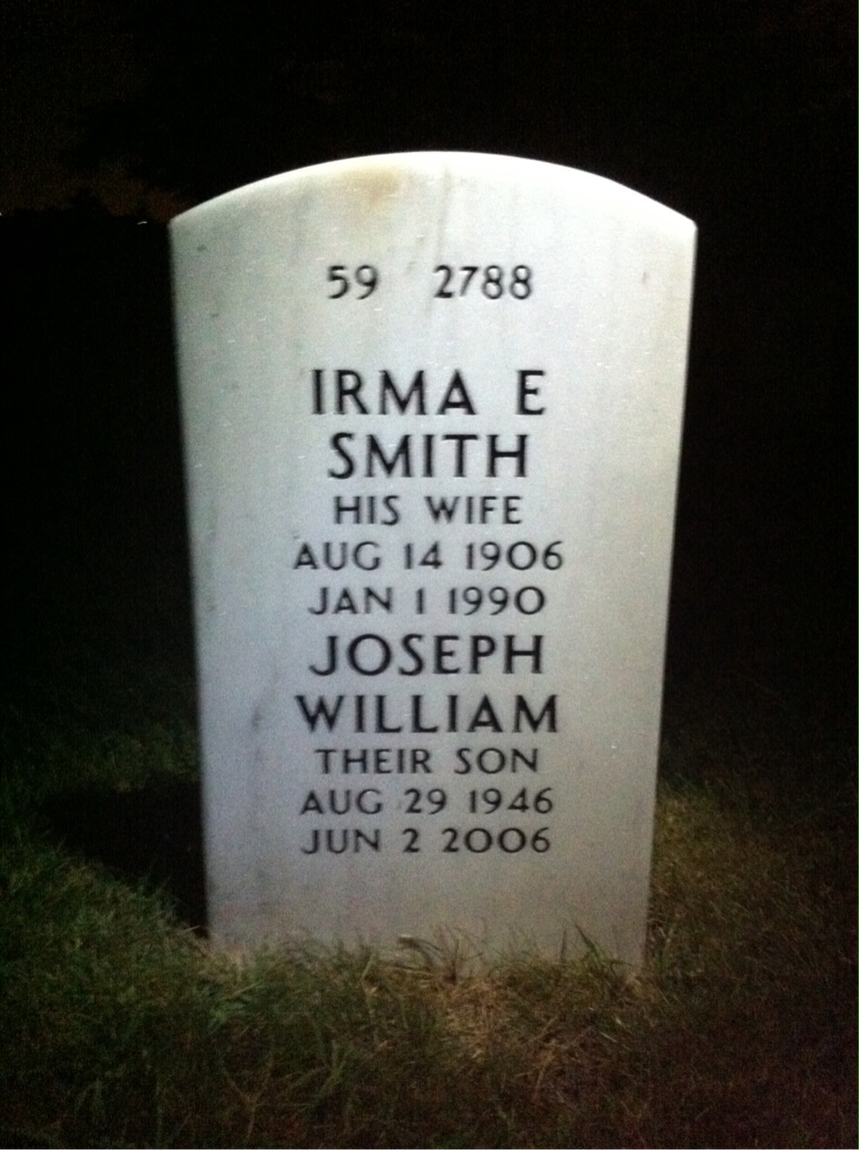 Back of headstone — Joseph Stoner