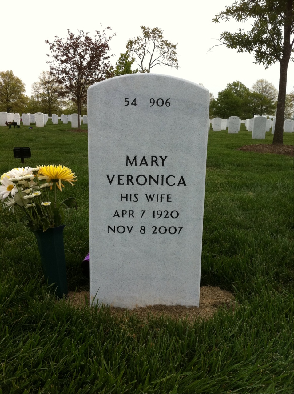 Back of headstone — Wilbur Parker