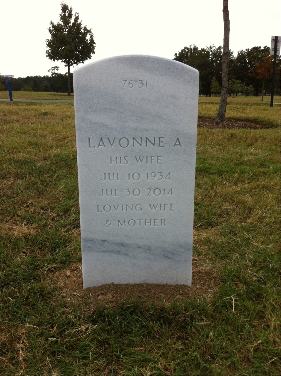 Back of headstone — Thomas Gerald Thro