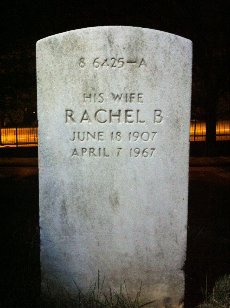 Back of headstone — Walter Lawrence Parker