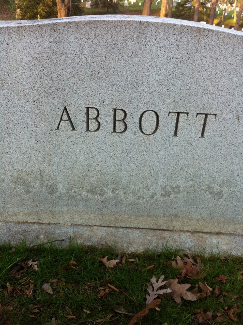 Back of headstone — Anne Abbott