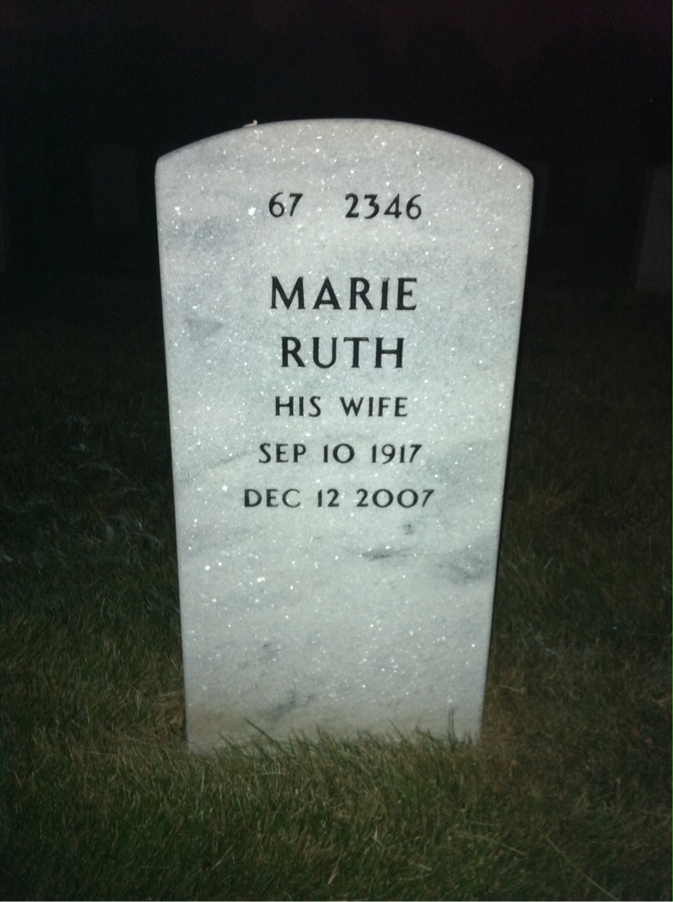 Back of headstone — Arthur Snow