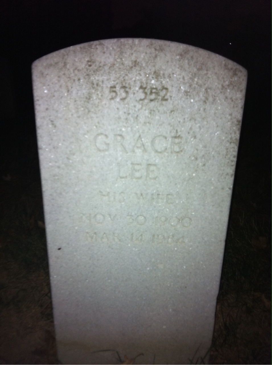 Back of headstone — Grace Modzeleski