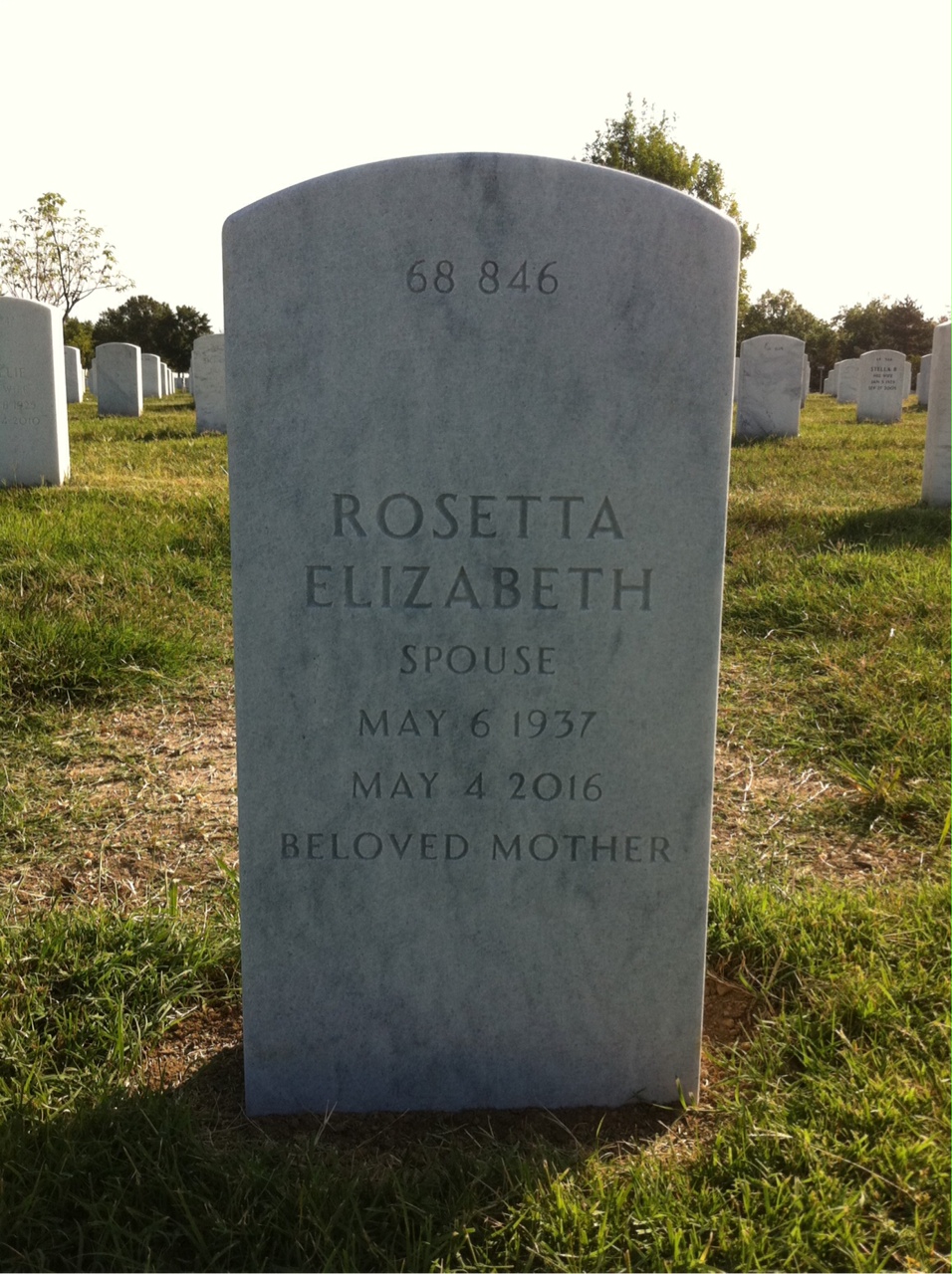 Back of headstone — Oliver Bell