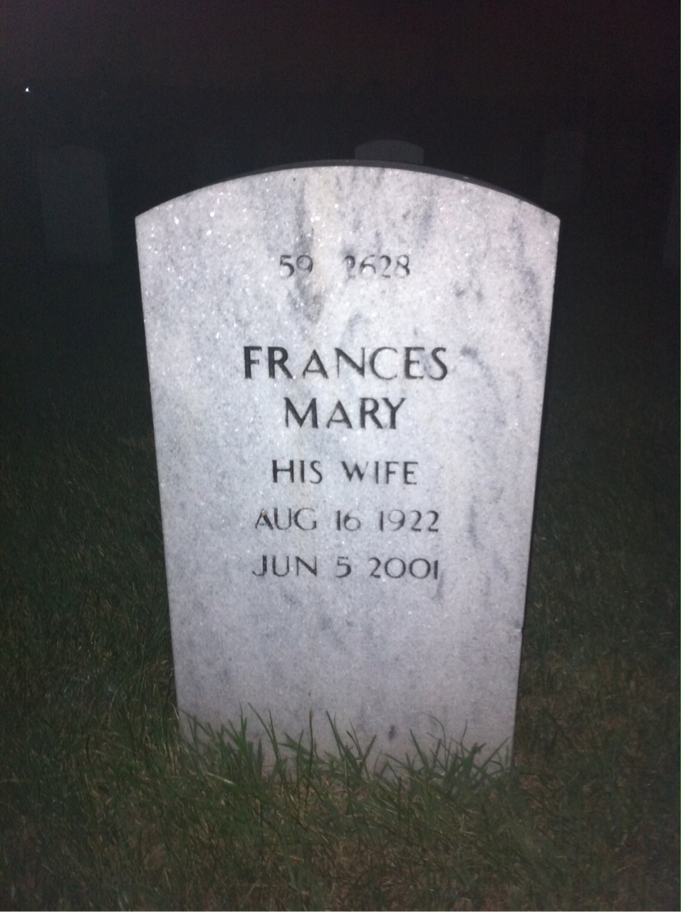Back of headstone — William R Fox