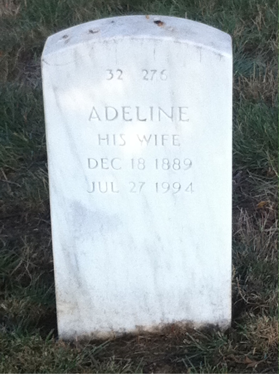 Back of headstone — Robert Oliver Shoe