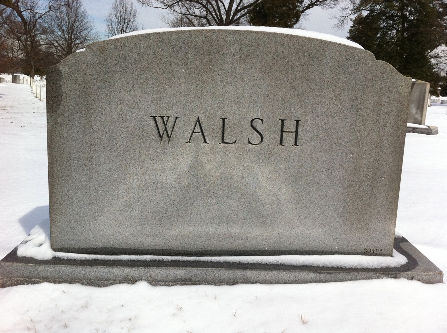 Back of headstone — William J Walsh