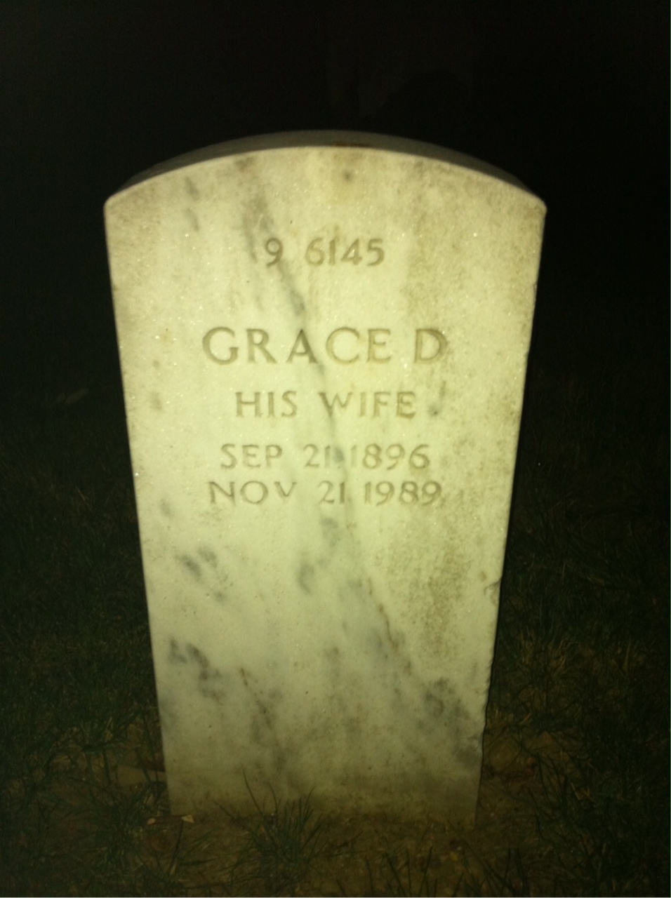 Back of headstone — Grace Ballou