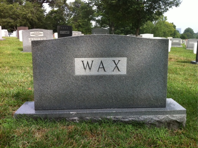Back of headstone — Hyman Wax