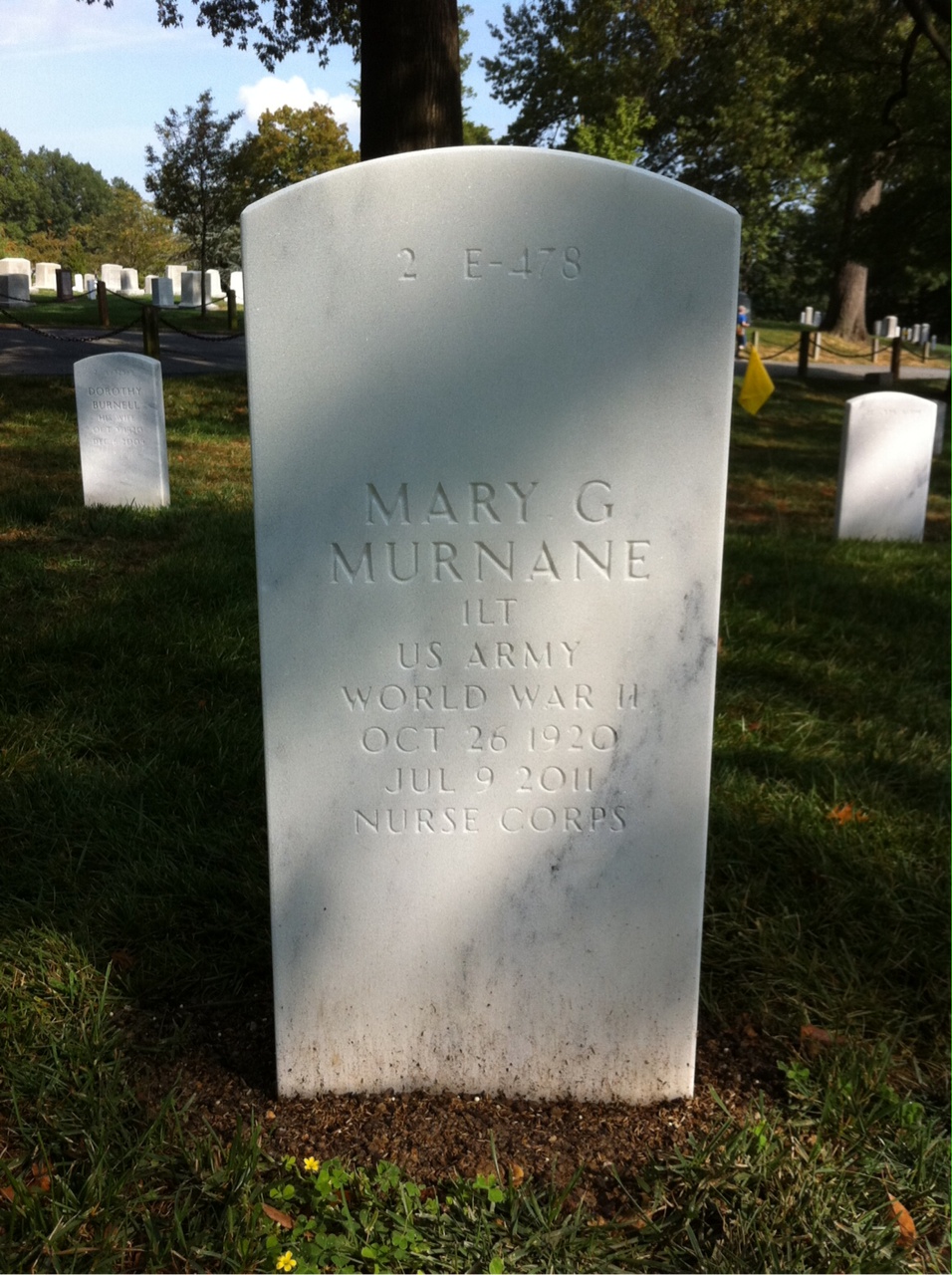 Back of headstone — Mary Murnane