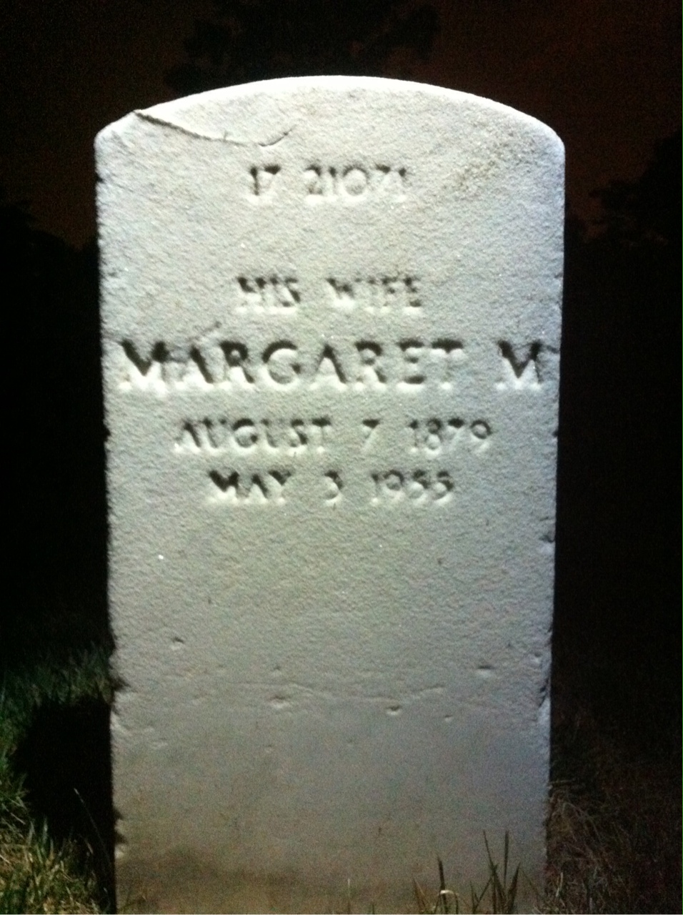 Back of headstone — Margaret Murphy