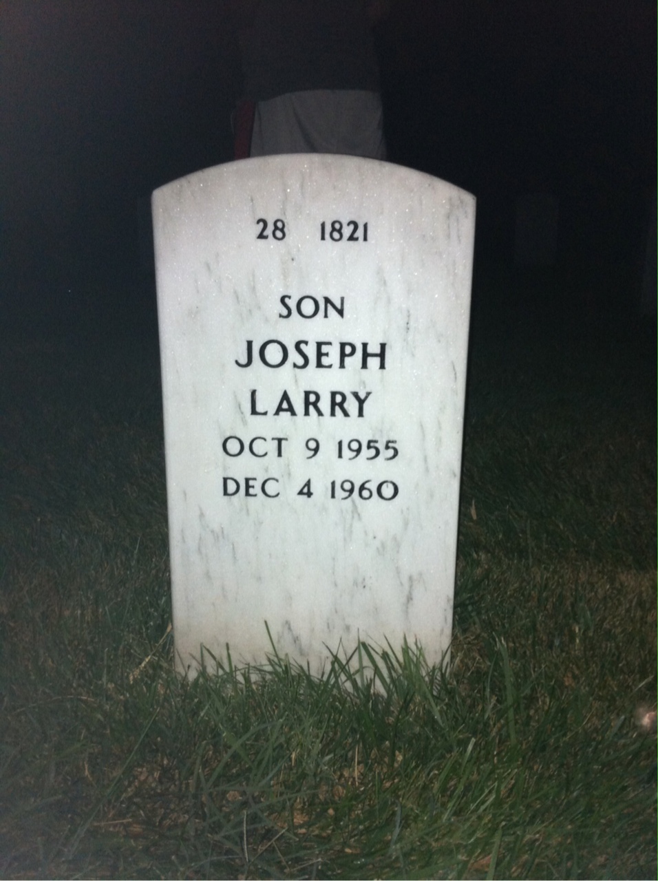 Back of headstone — Joseph Brown