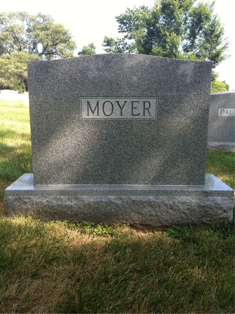 Back of headstone — Harold Moyer