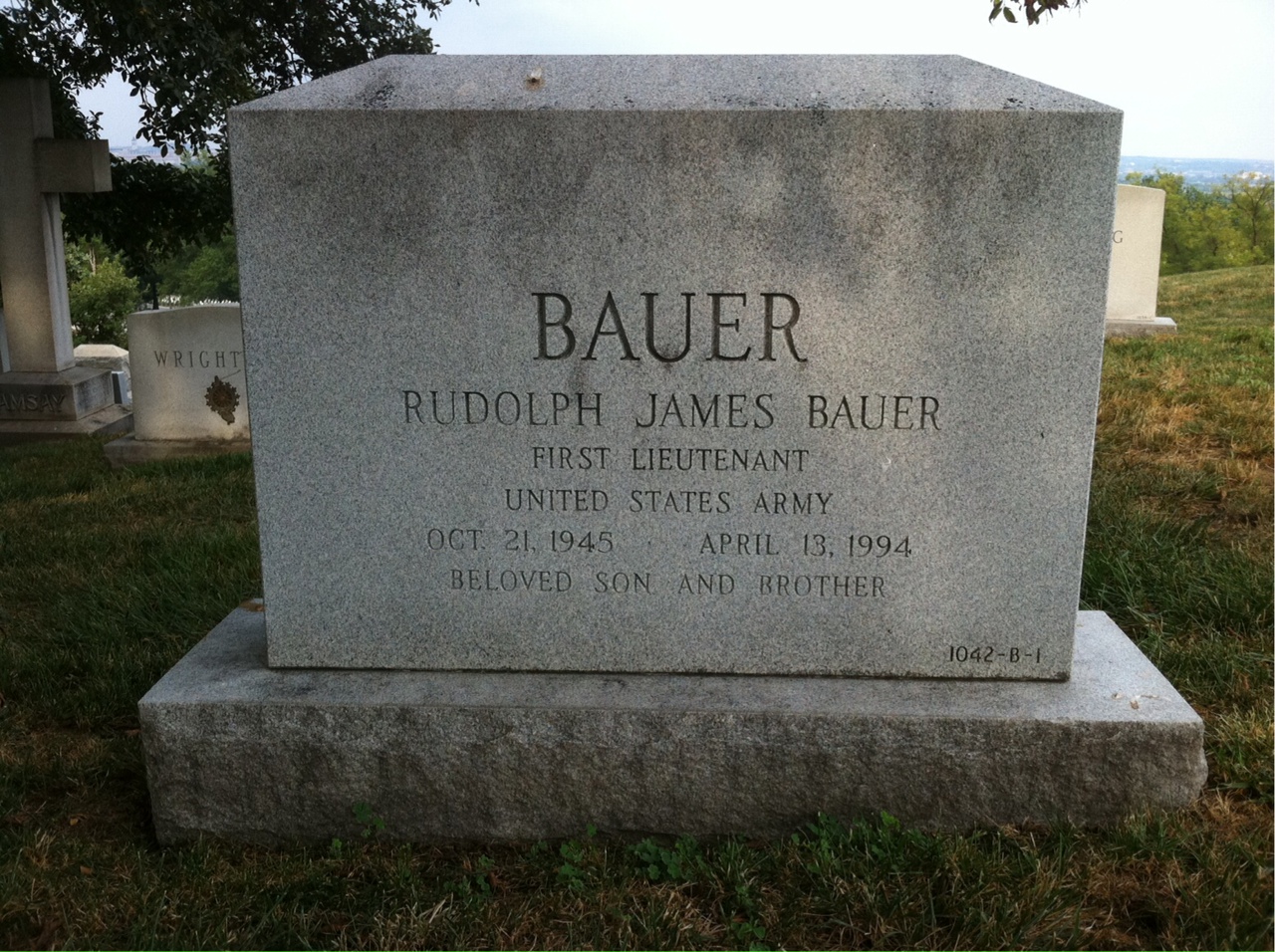 Back of headstone — Rudolph Bauer