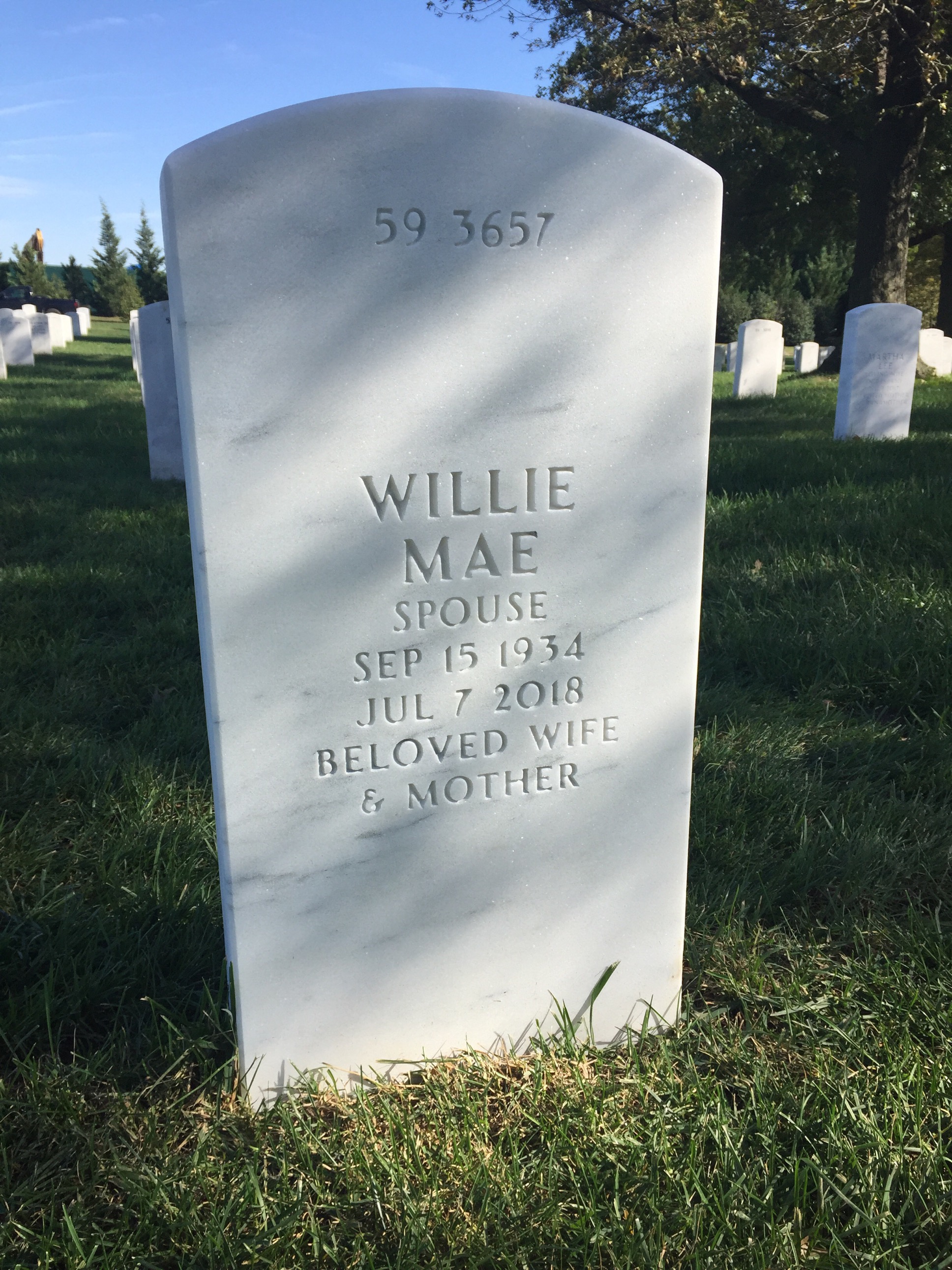Back of headstone — Otis Mitchell
