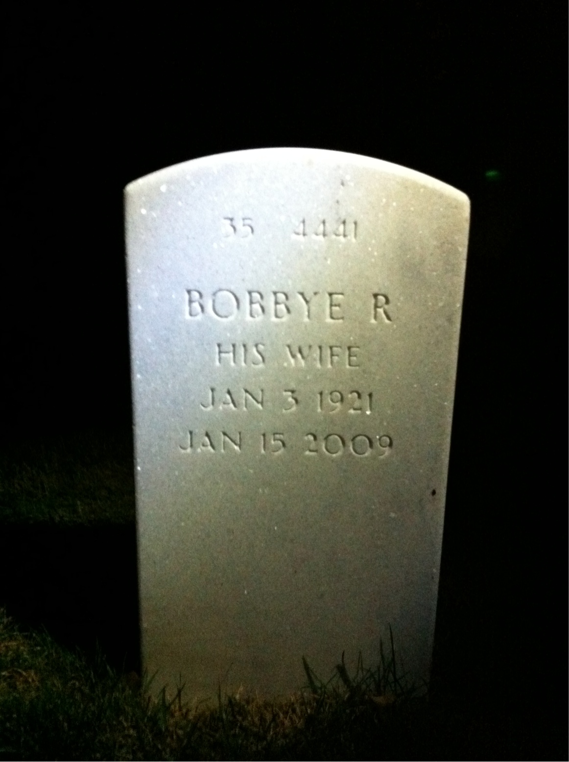 Back of headstone — Robert De Armond