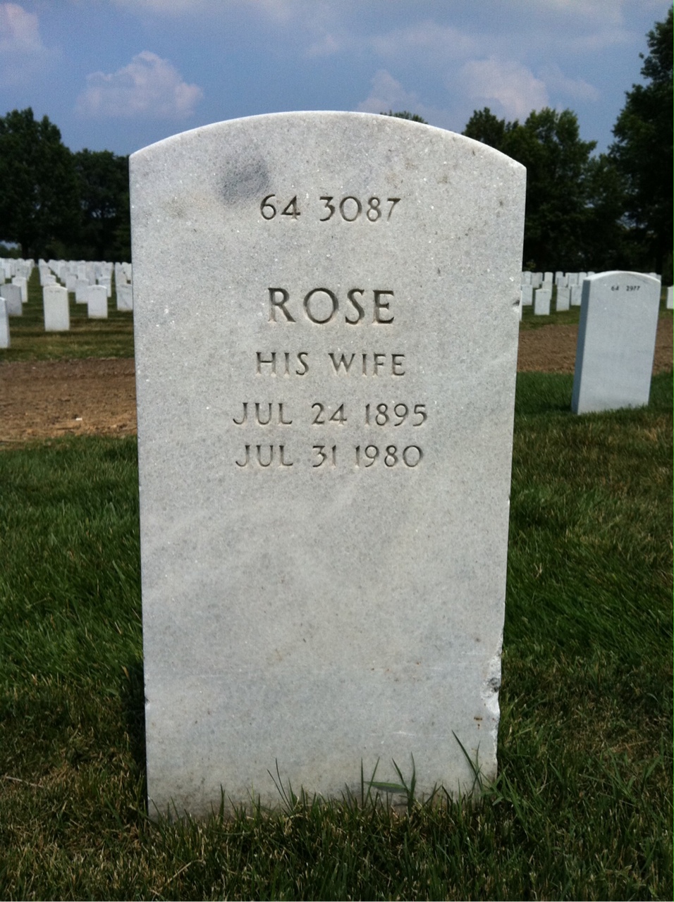 Back of headstone — Armando Vinciguerra