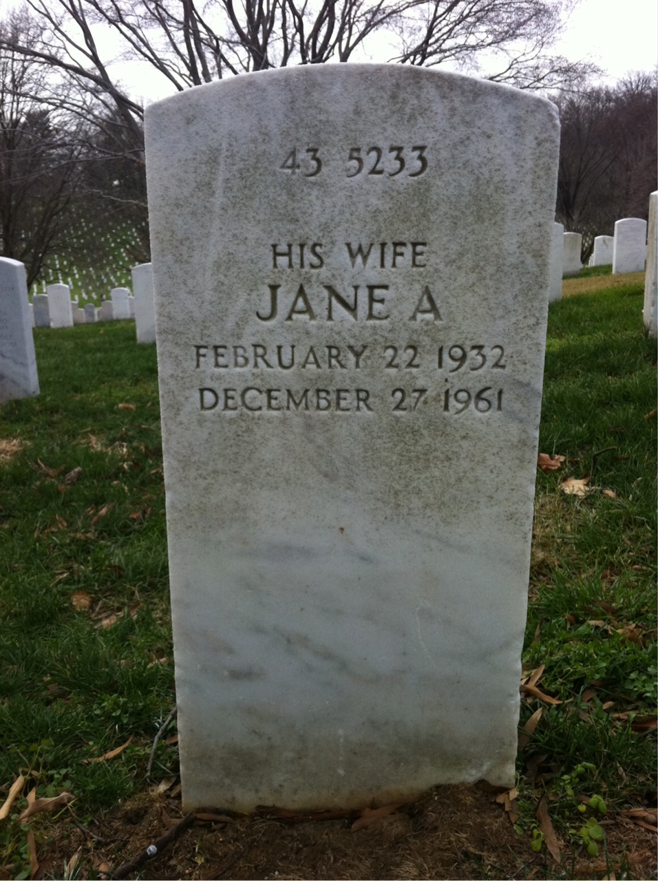 Back of headstone — Louis F Smith