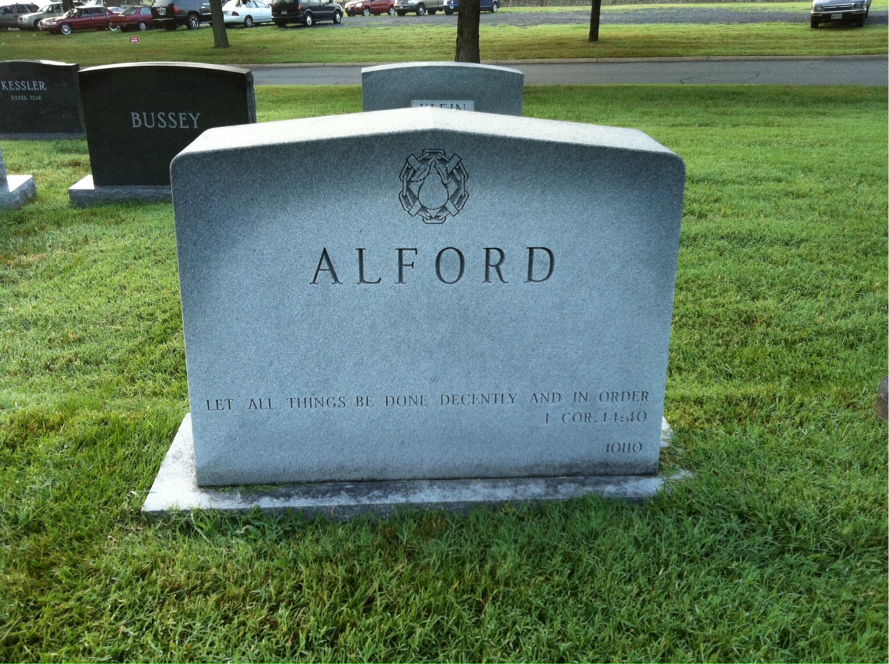 Back of headstone — Lodwick Alford