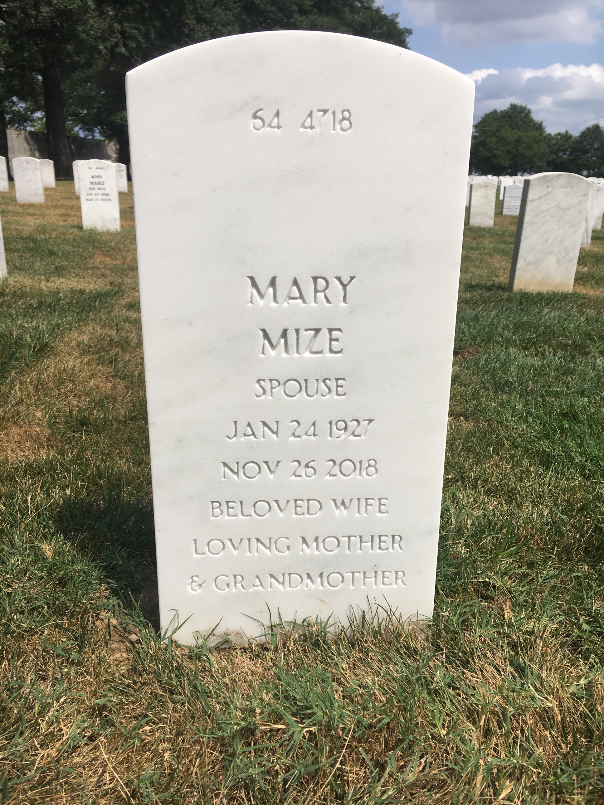 Back of headstone — Raymond Rudy