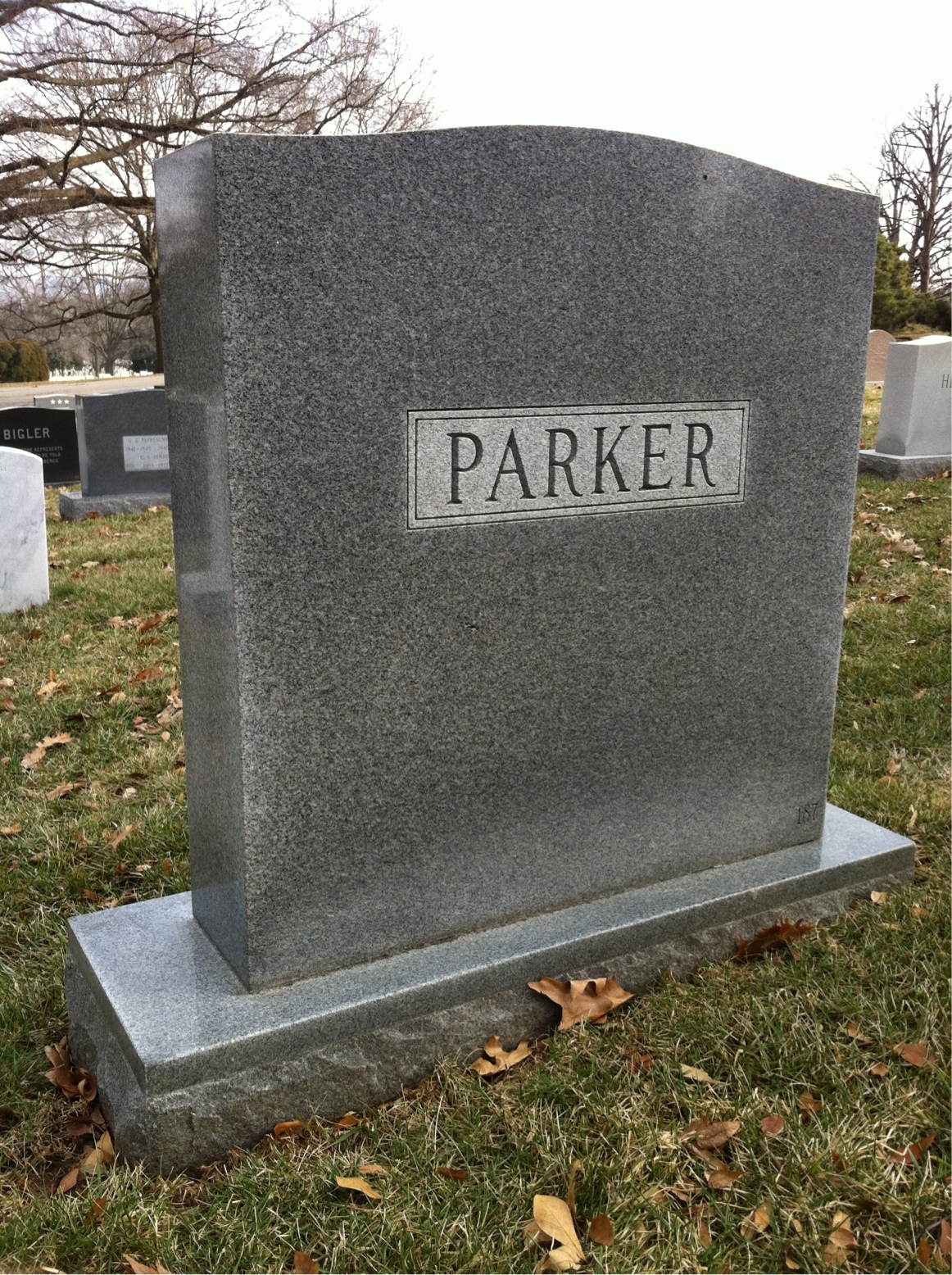 Back of headstone — Mervin Parker