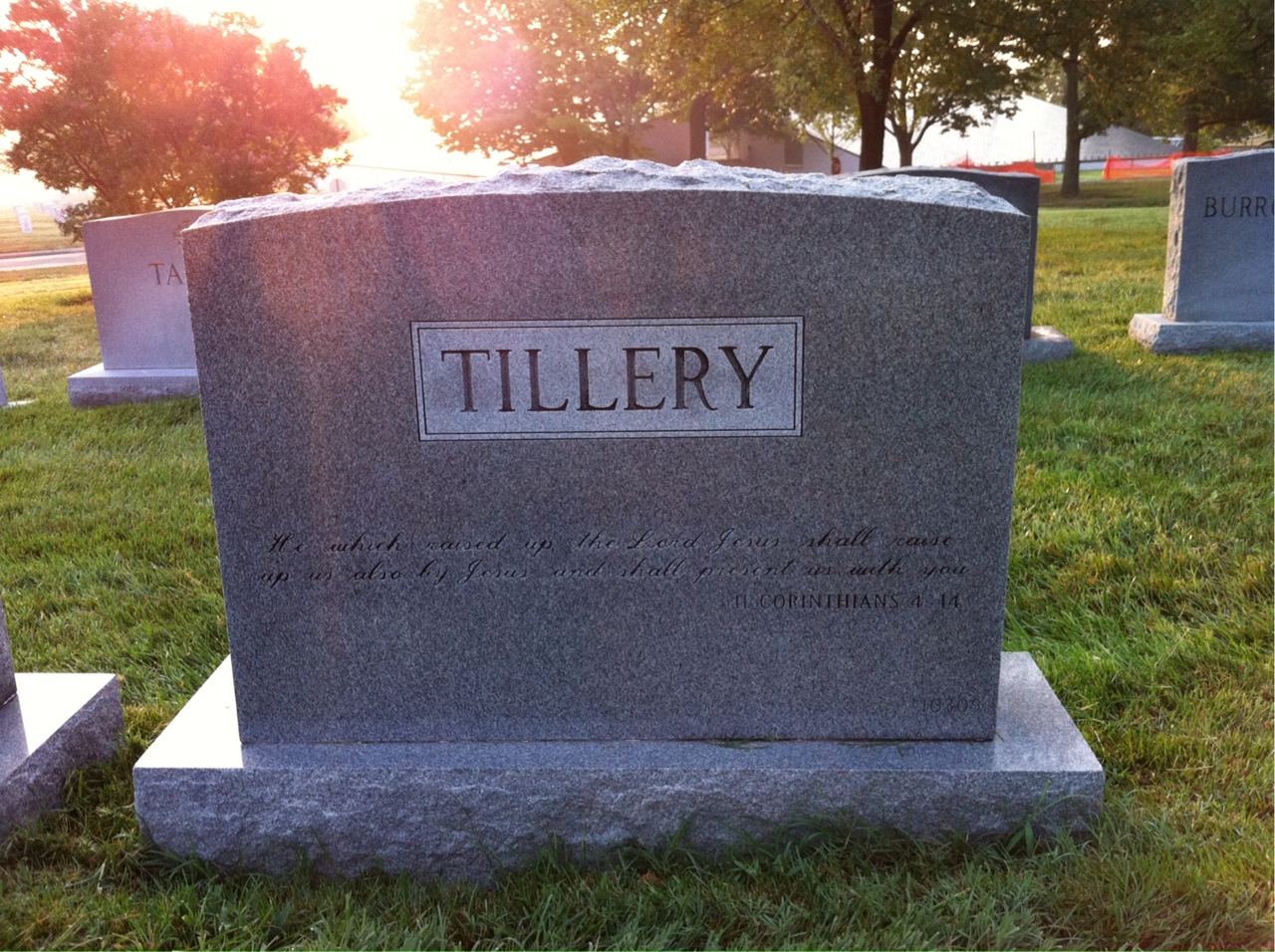 Back of headstone — Catherine Tillery