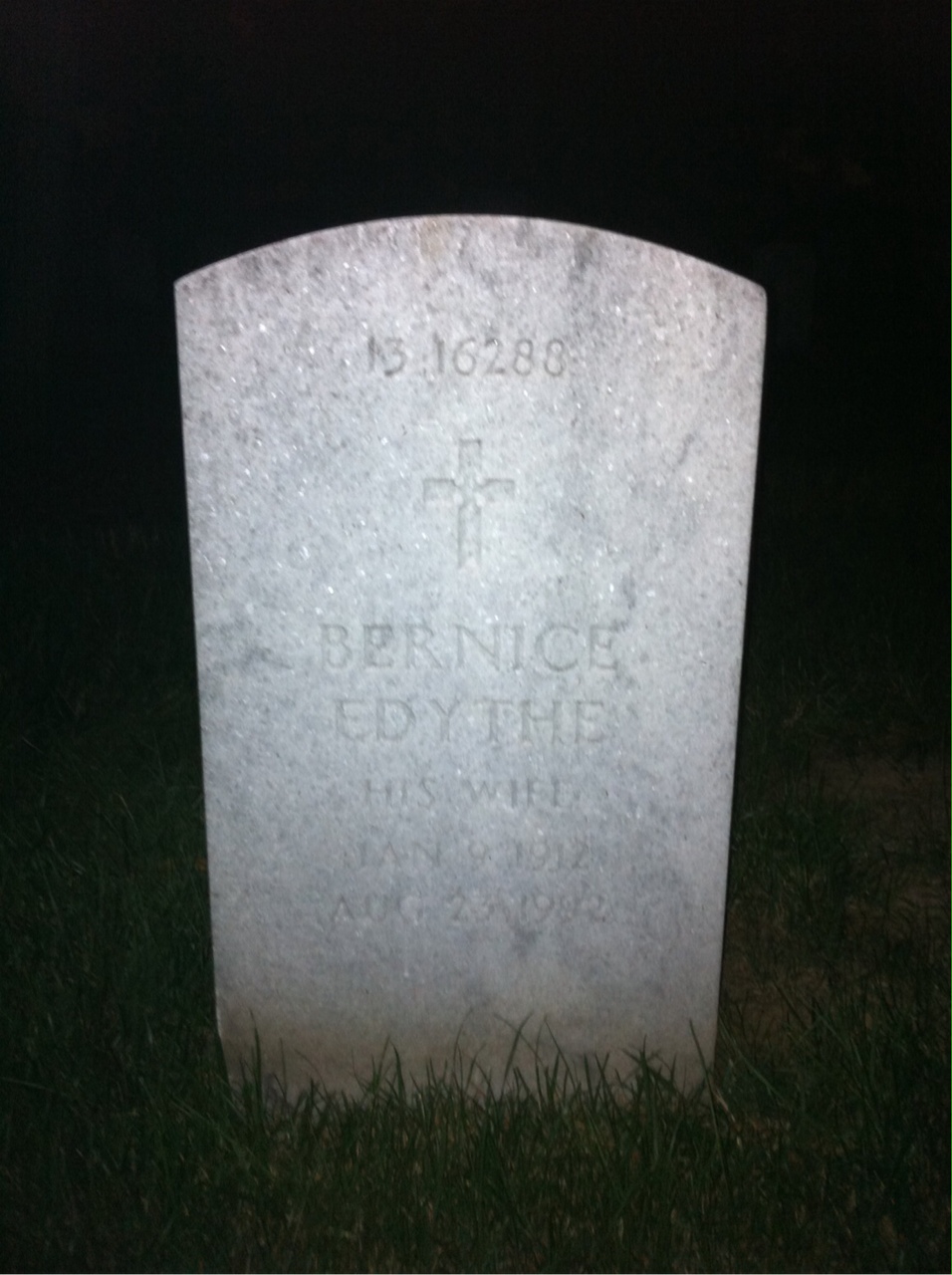 Back of headstone — Bernice Moir