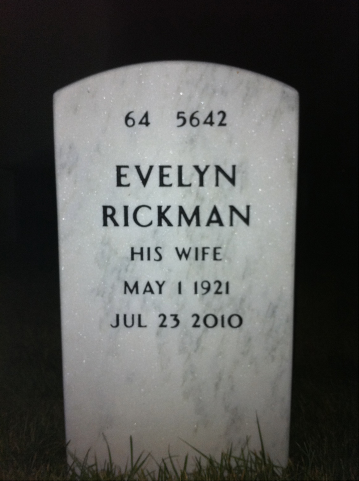 Back of headstone — Victor Baran