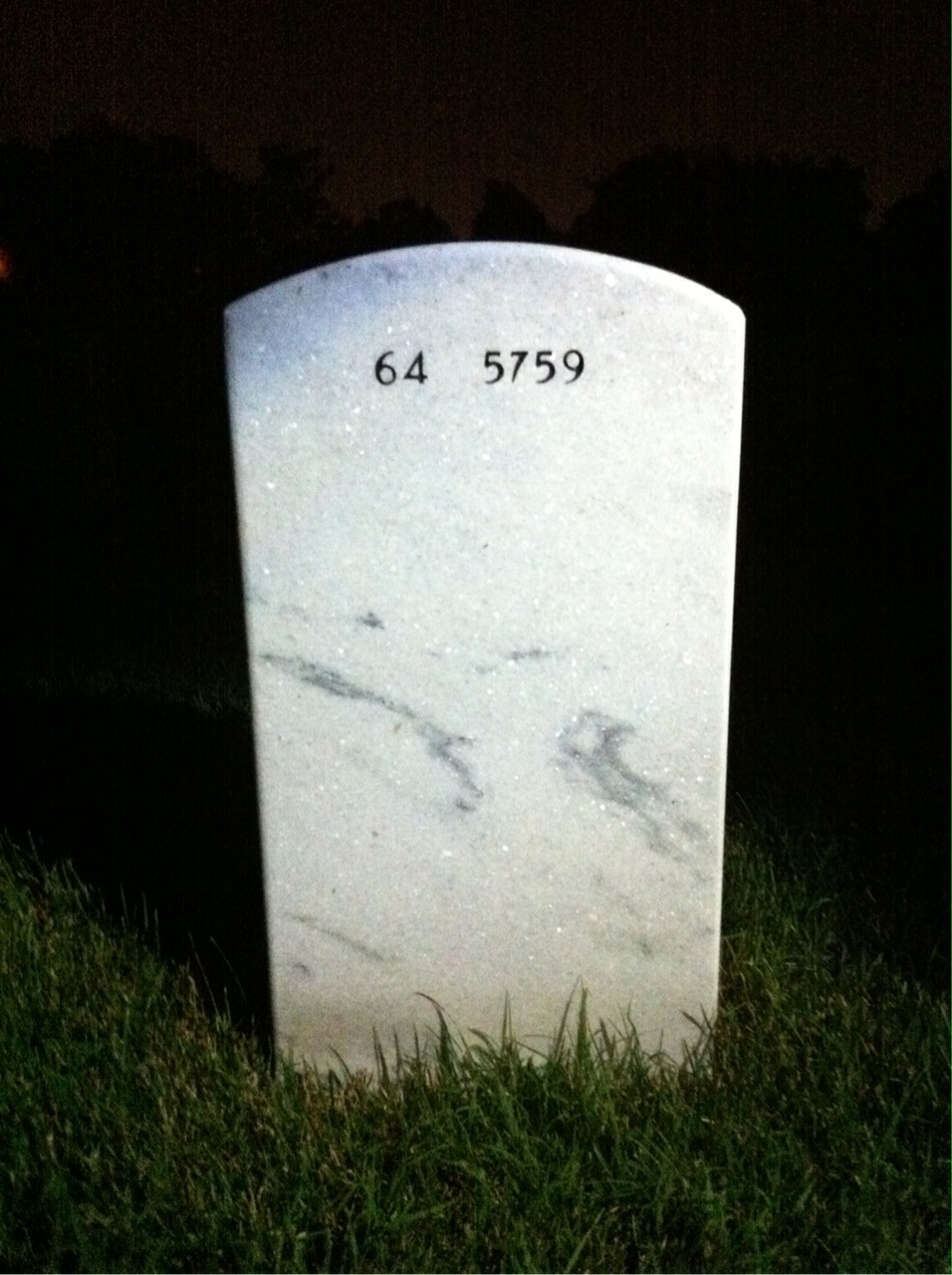 Back of headstone — Johnie Adams