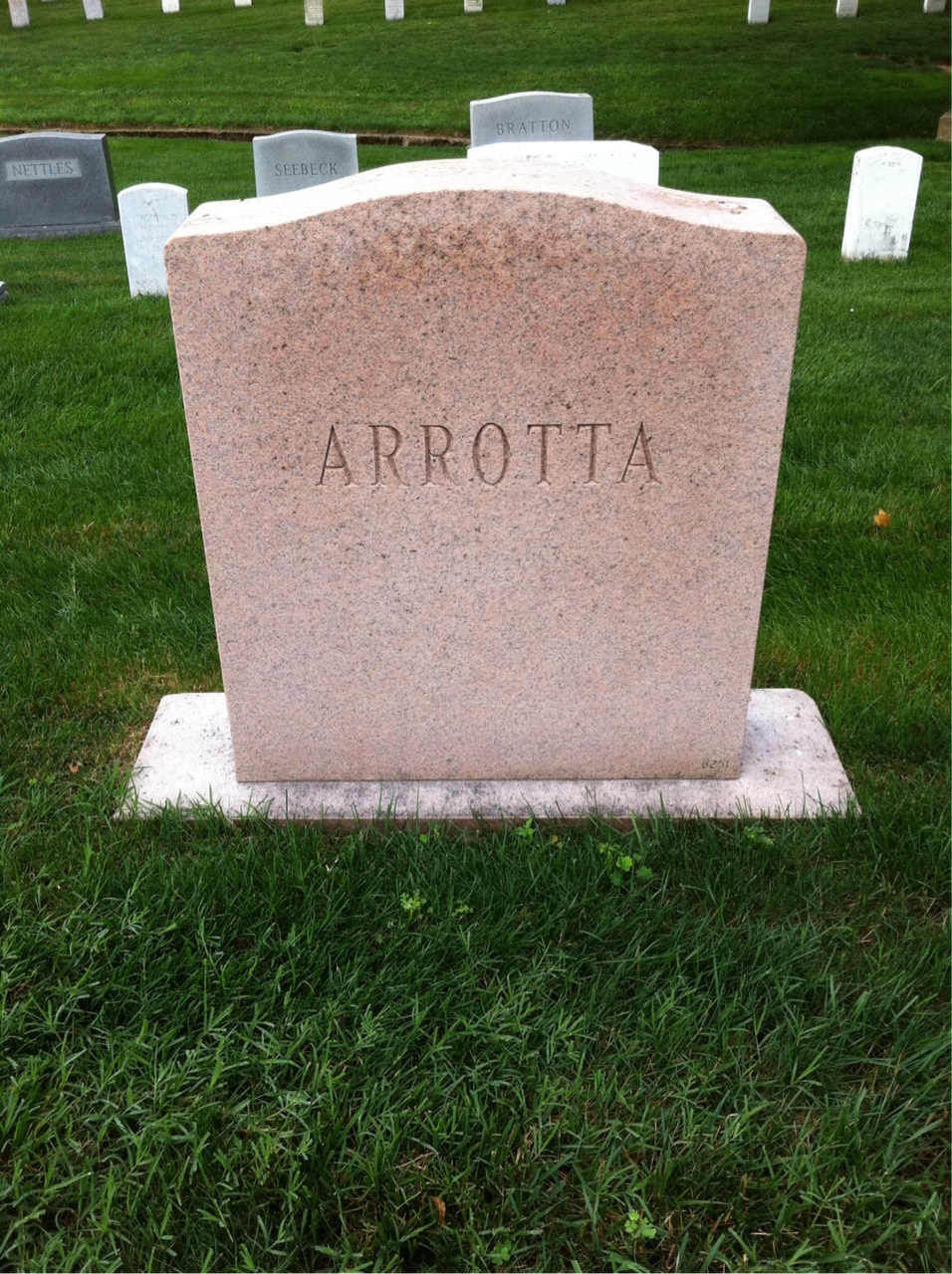 Back of headstone — Frank Arrotta