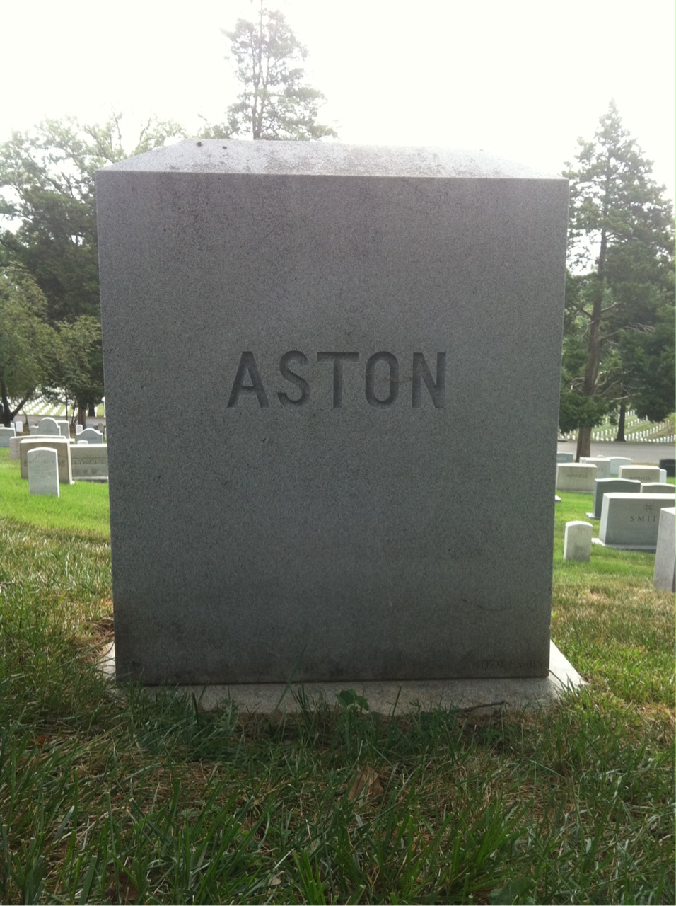Back of headstone — Melville Aston