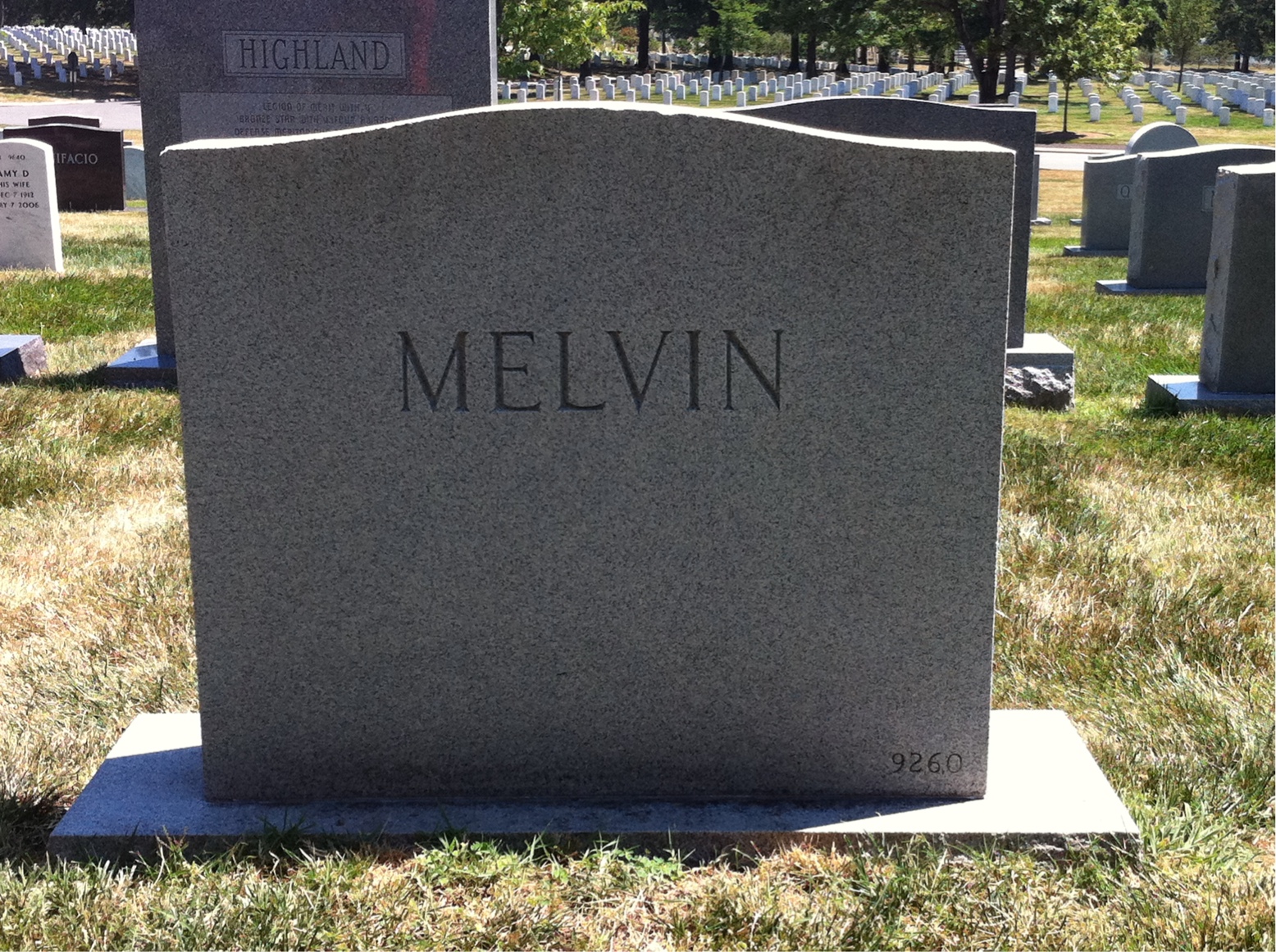 Back of headstone — Clarence Melvin