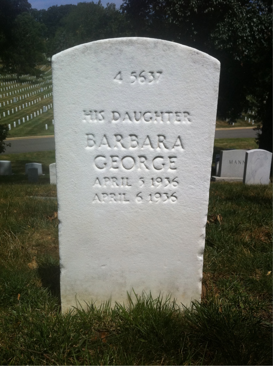 Back of headstone — Barbara Morse