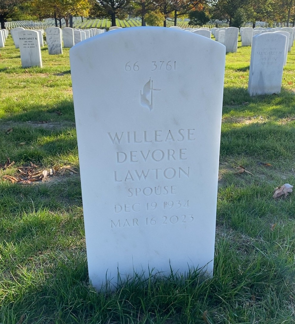 Back of headstone — Johnnie Lawton