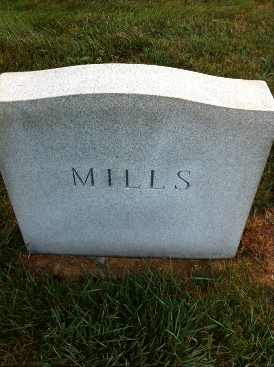 Back of headstone — George Mills