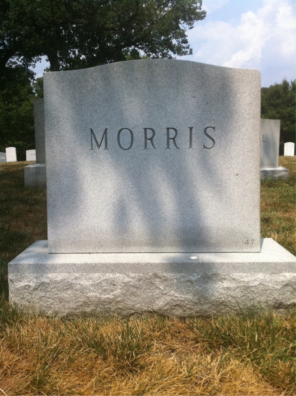 Back of headstone — William Morris
