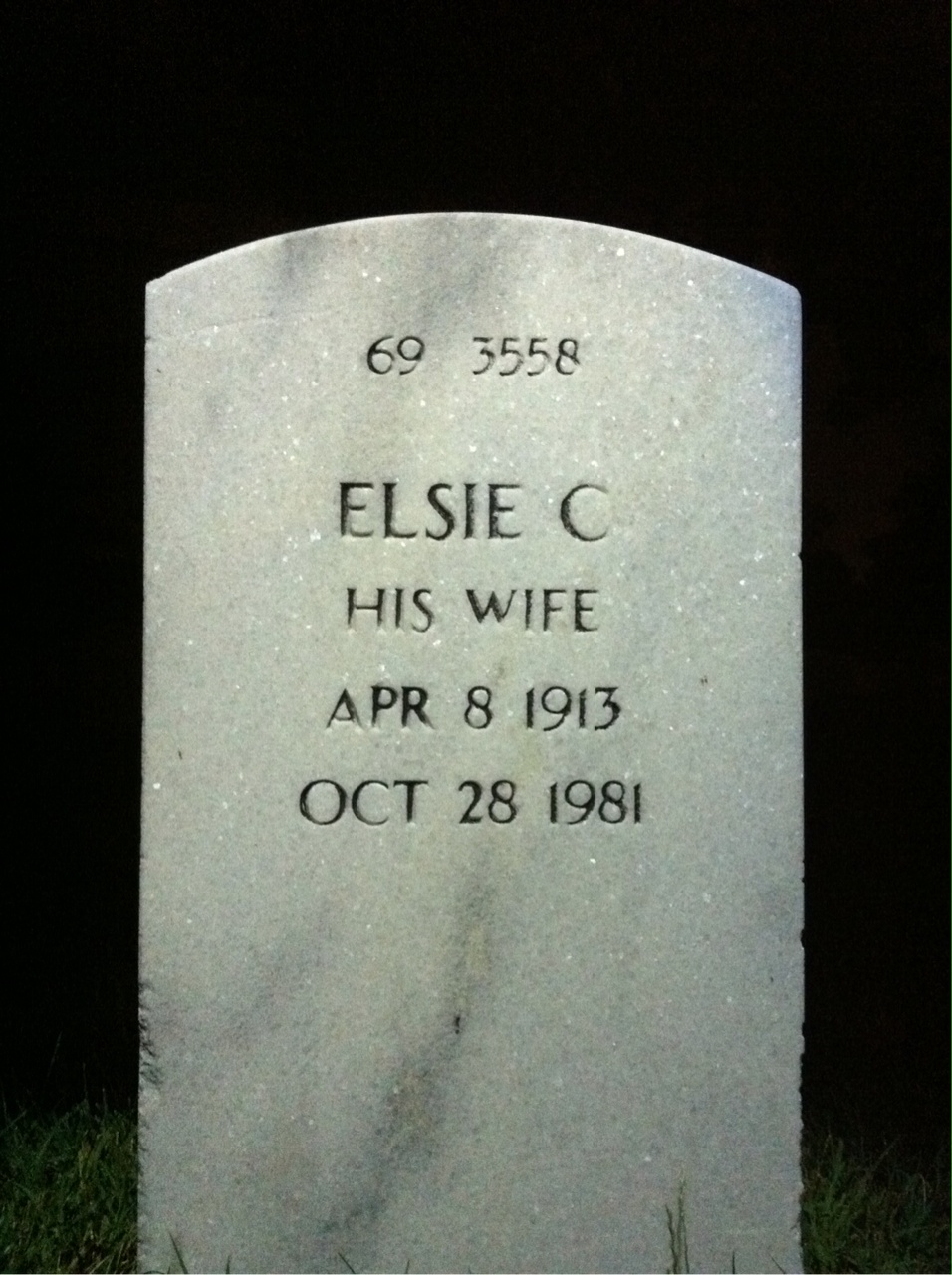 Back of headstone — Elsie Appleman