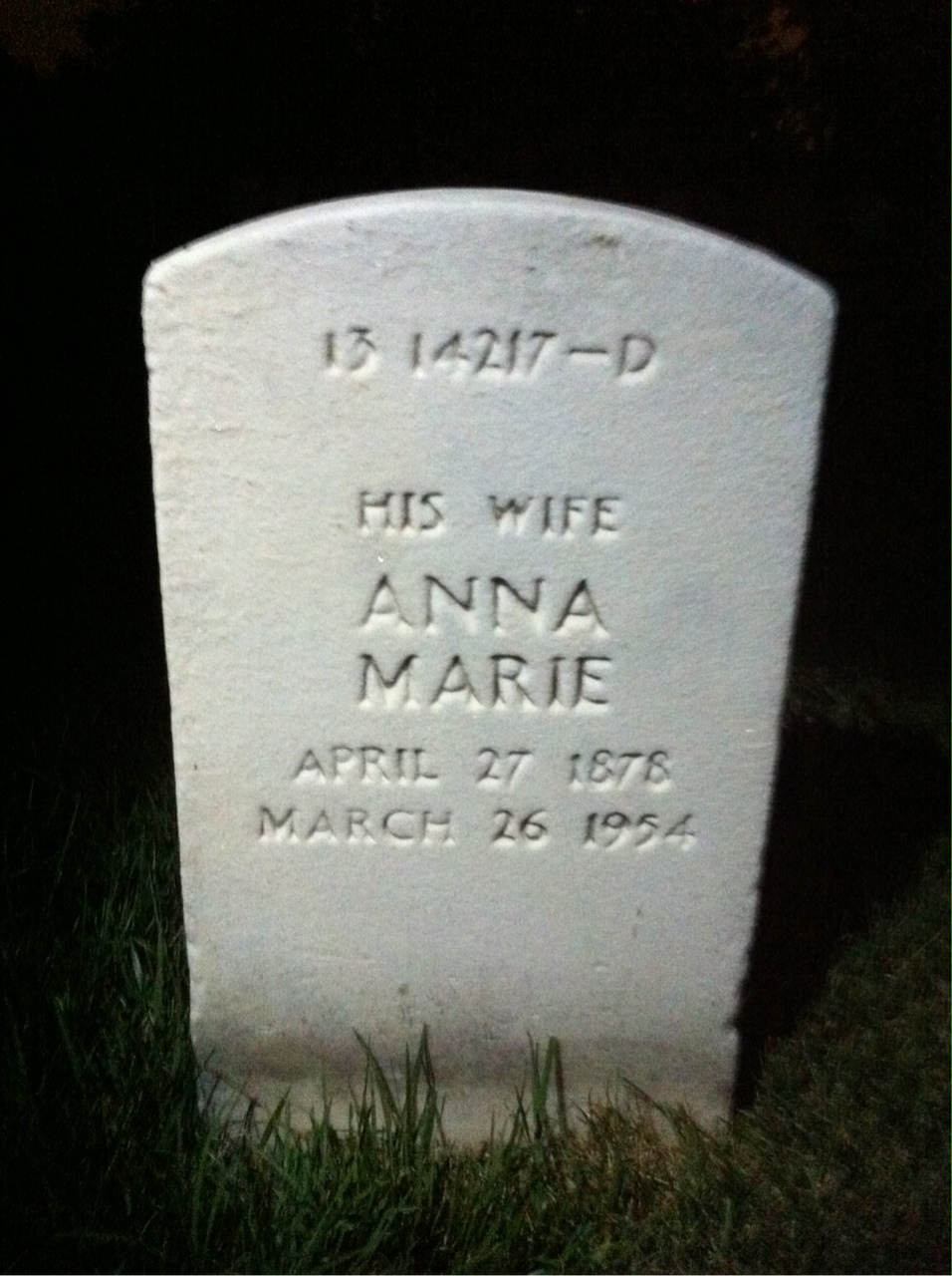 Back of headstone — John Anderson