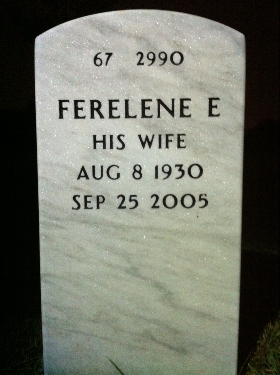 Back of headstone — Vernon Bailey
