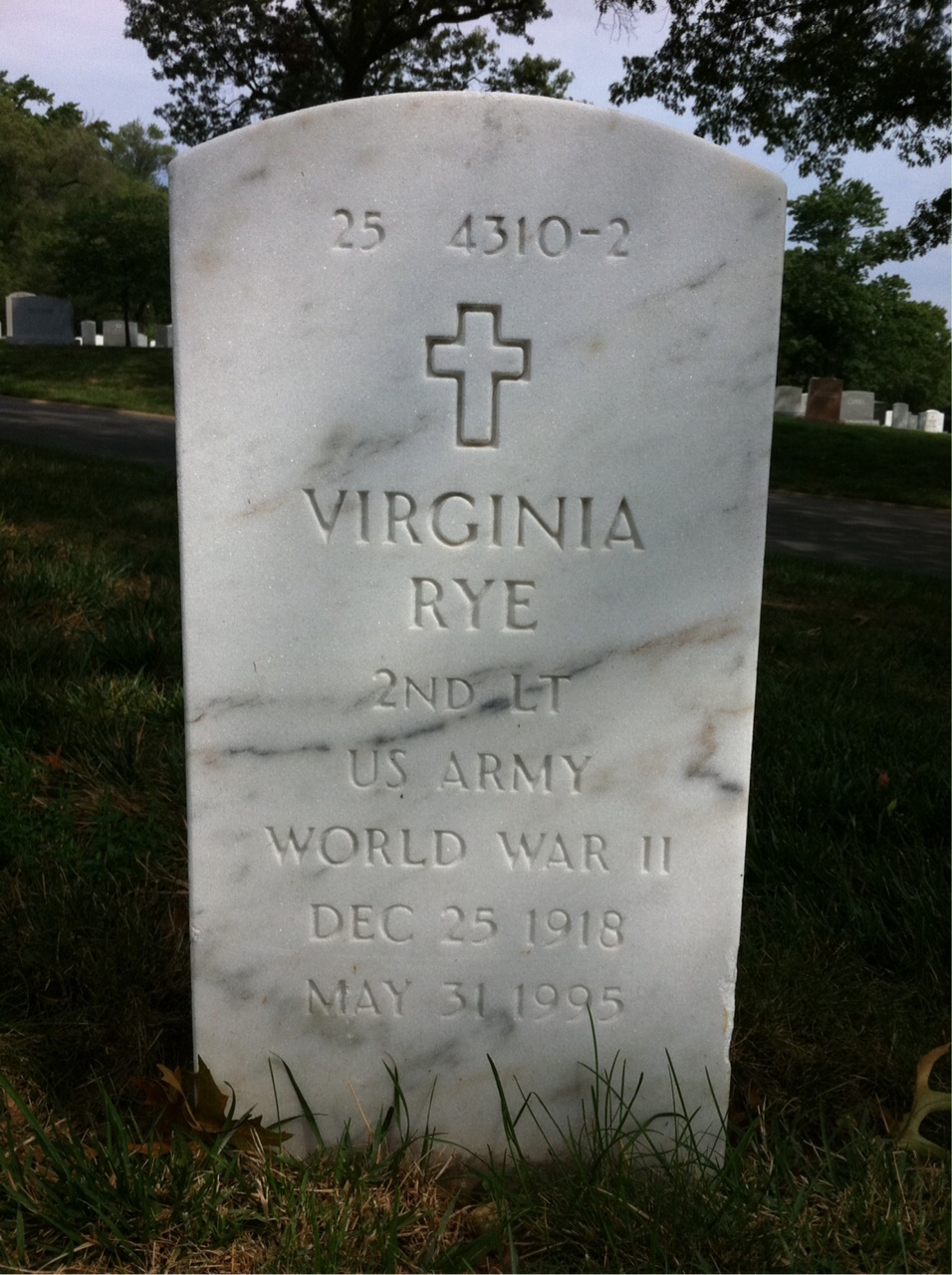 Headstone shared by 2 interments, including Bryan A Rye