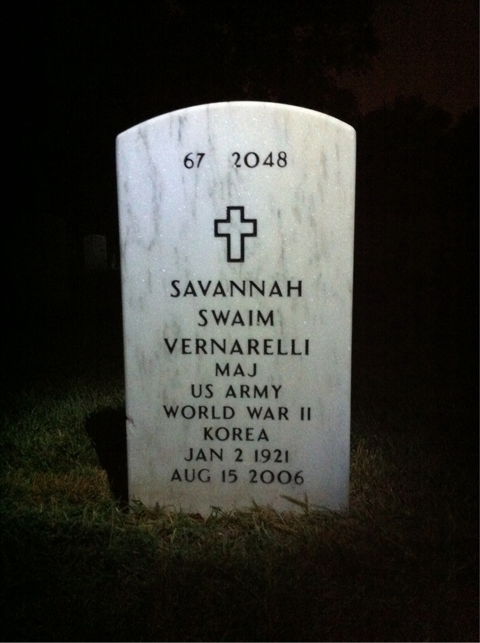 Back of headstone — Arnold Vernarelli