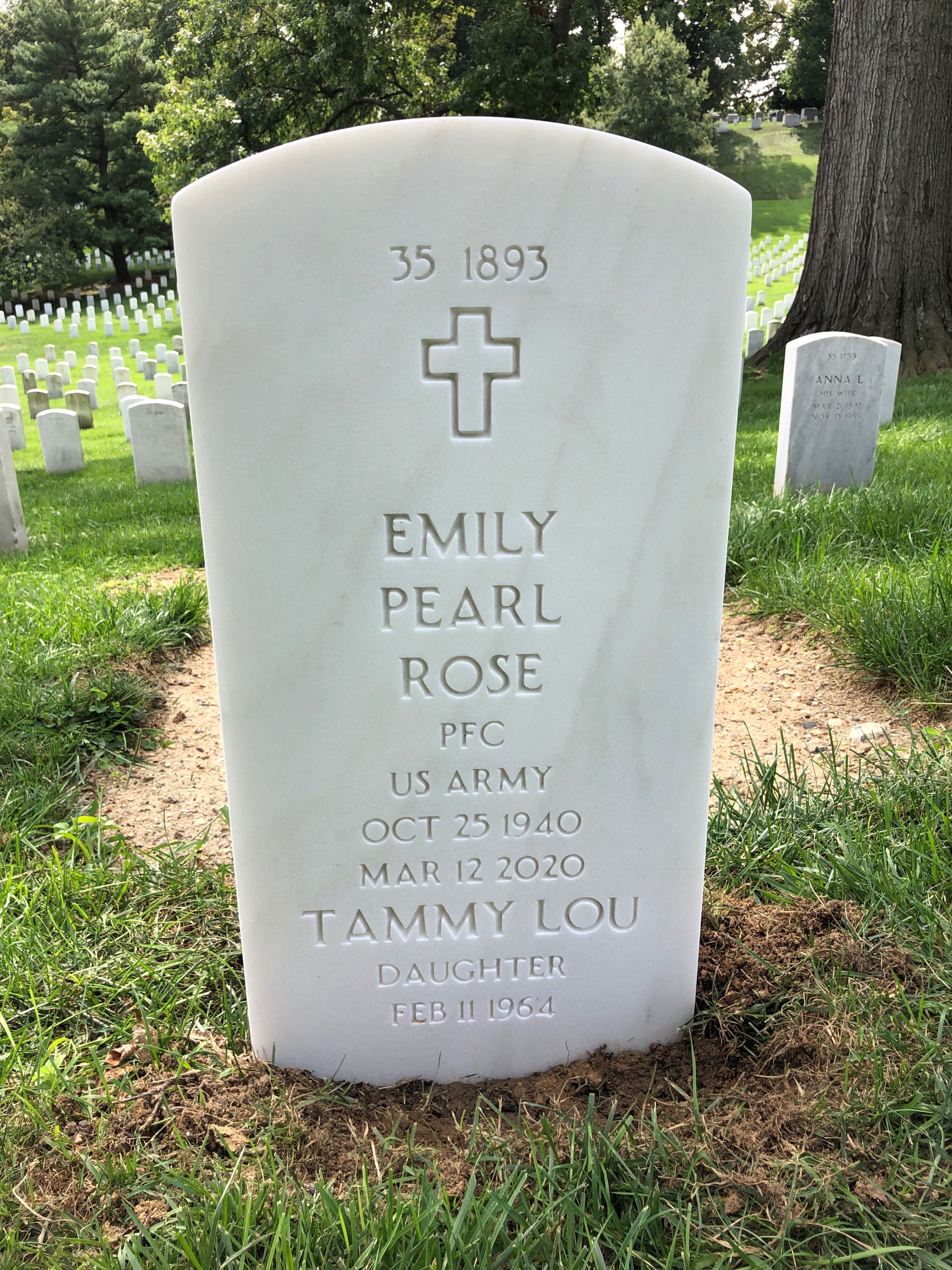 Back of headstone — Palmer Rose