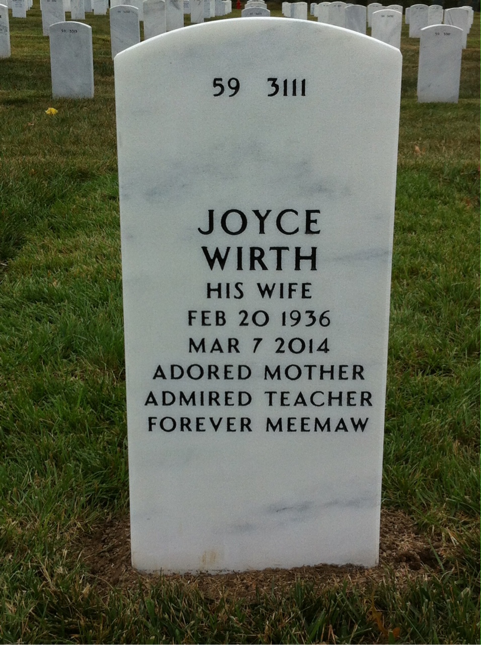 Back of headstone — Ernest Murray