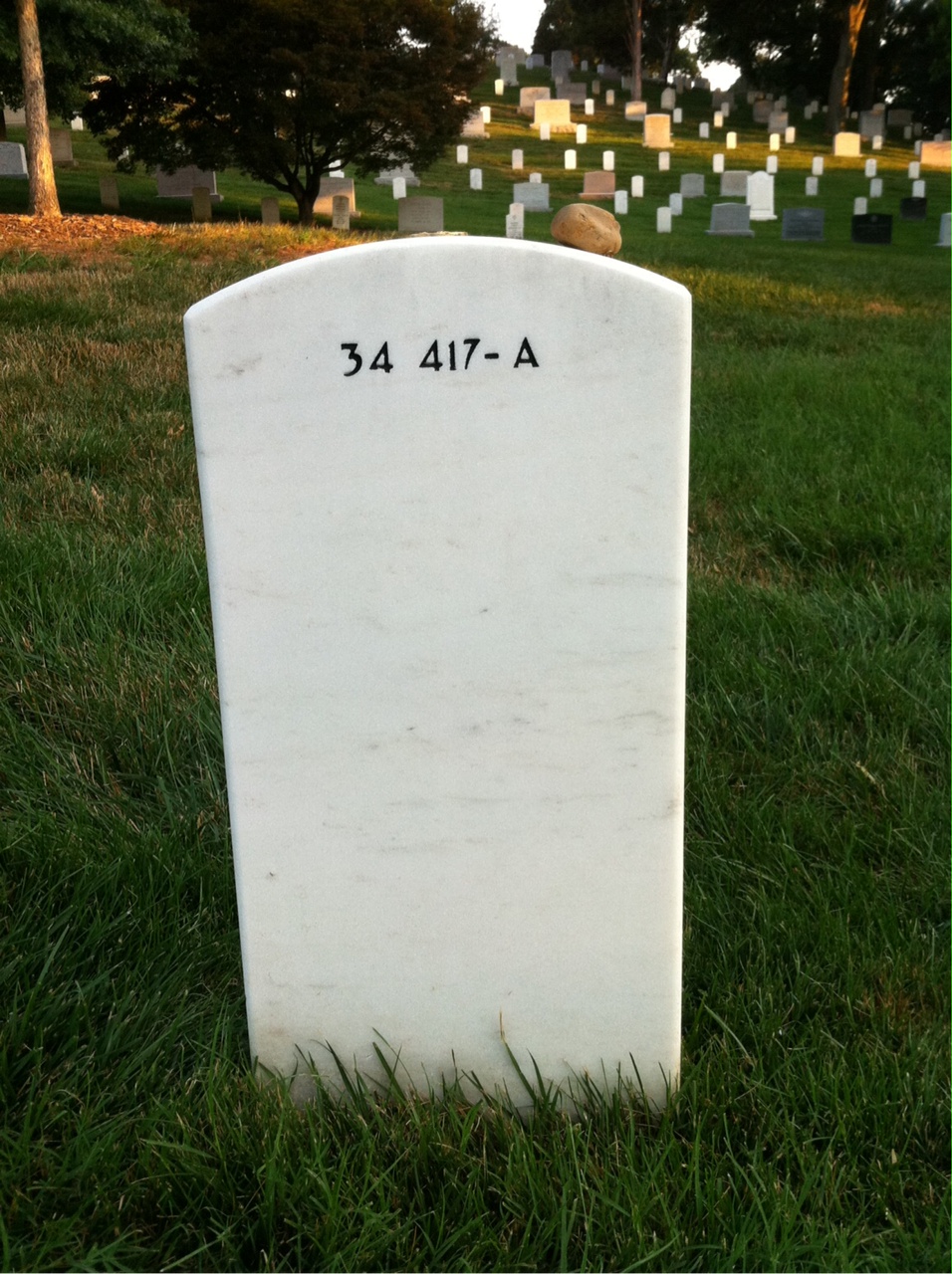 Back of headstone — David Hackworth