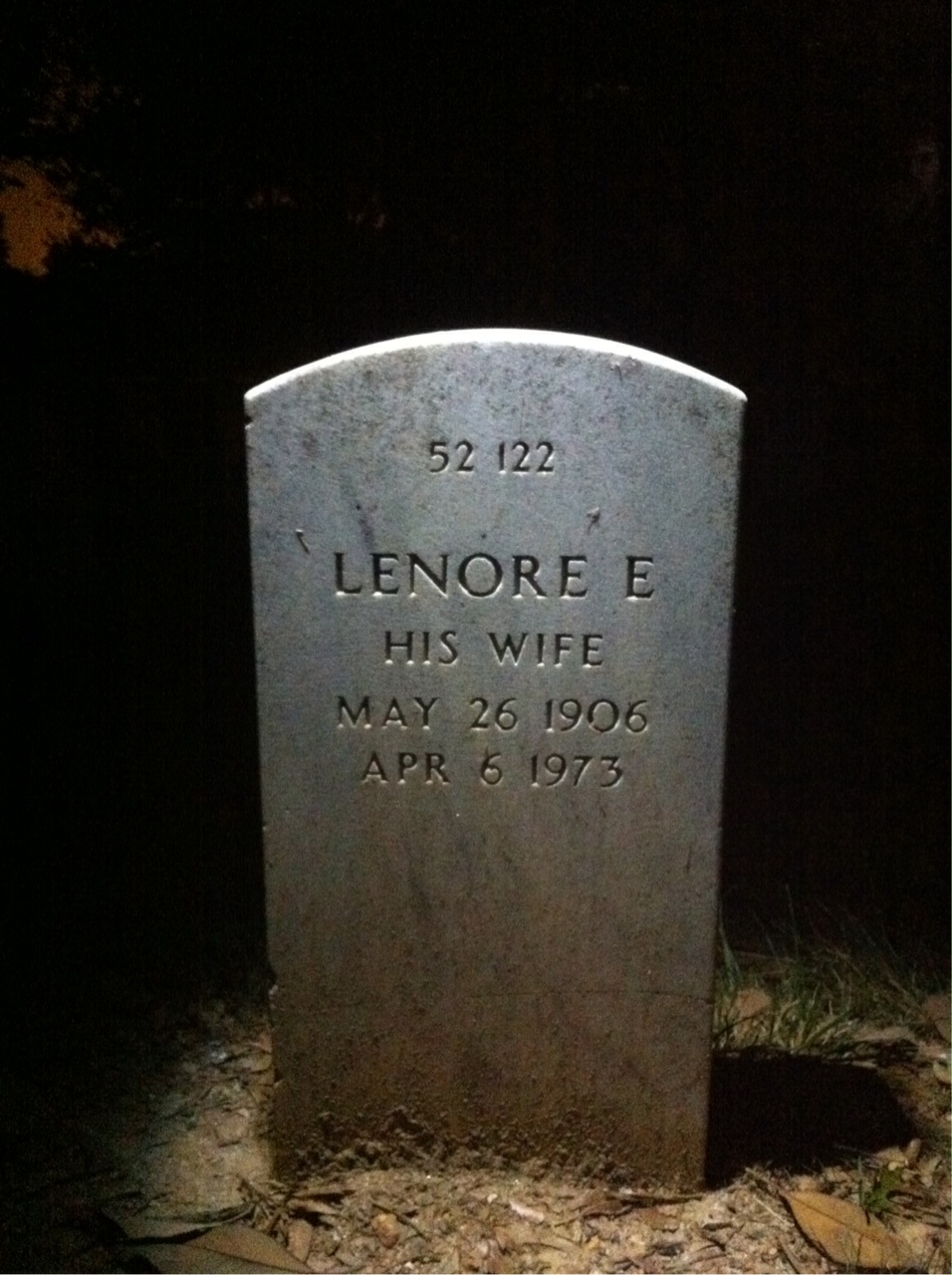 Back of headstone — William R Inman