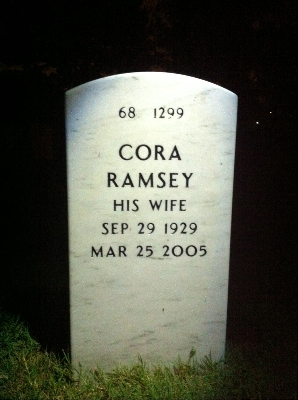 Back of headstone — Harold Evans