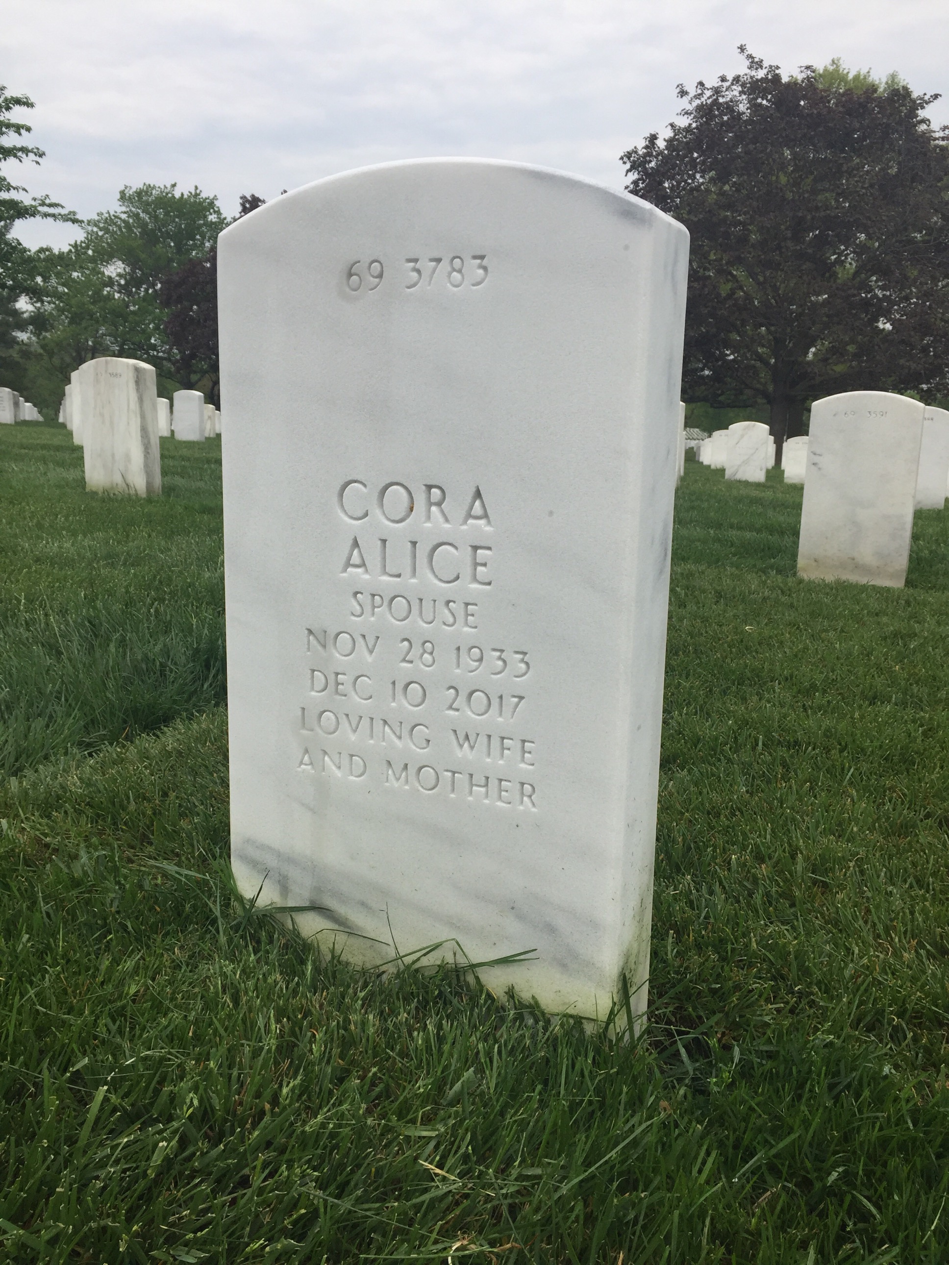 Back of headstone — Hubert Welch
